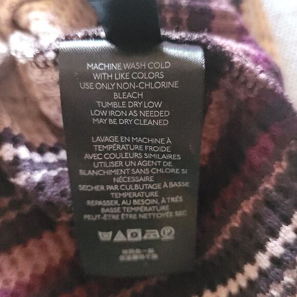 BDG Bunny Striped Thermal Waffle Knit Quarter Zip Long Sleeve Crop Top Purple M - Picture 10 of 12